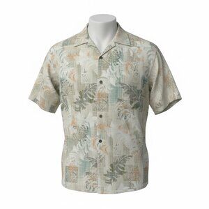 Campia Moda Men's Hawaiian Shirt Patchwork Foliage Short Sleeve Size Medium